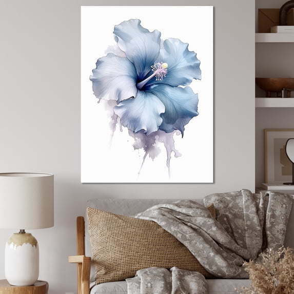 Designart "Harmonious Blue Hibiscus" Hibiscus Wall Art Living Room