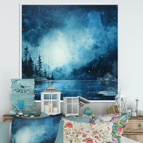 Designart "Harmonious Blue Northern Sky II" Sky Floater Framed Wall Decor