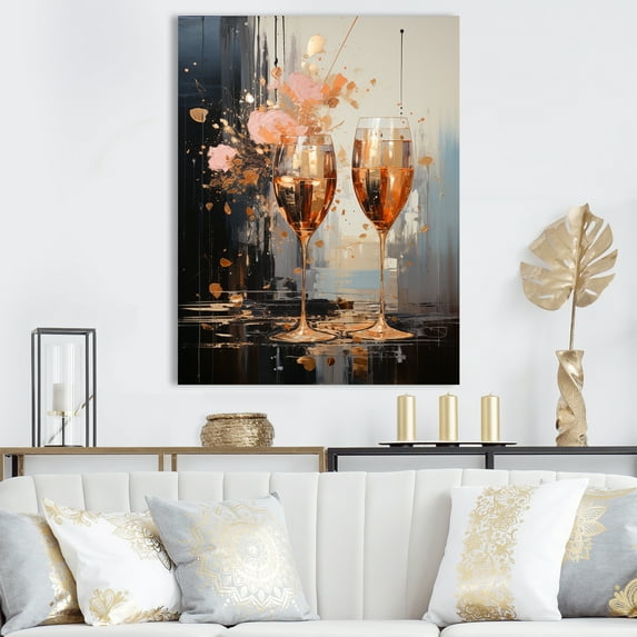 Designart "Harmonious Champagne Notes" Champagne Wall Art Prints