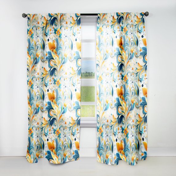 Designart "Harmonious Contemporary Paisleys" Paisley Bohemian Curtain, Paisley, Floral Single Panel