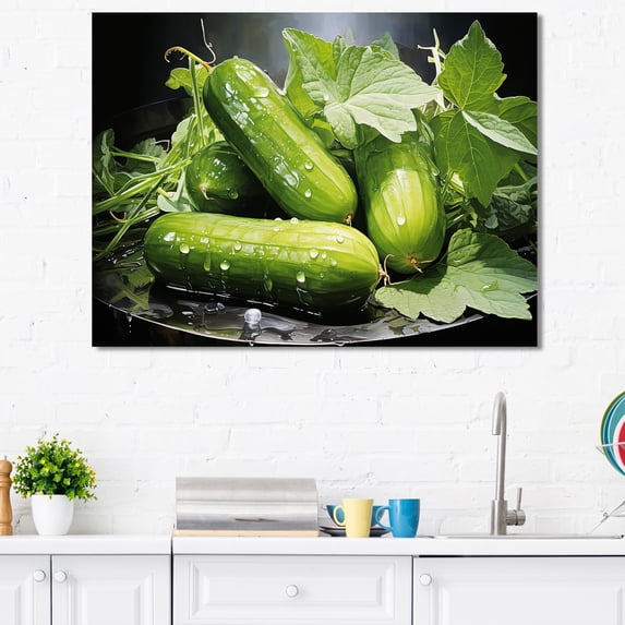 Designart "Harmonious Cucumber Slices I" Vegetables Canvas Prints
