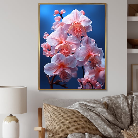 Designart "Harmonious Display Of Gorgeous Orchids" Orchids Floater Framed Wall Art Prints