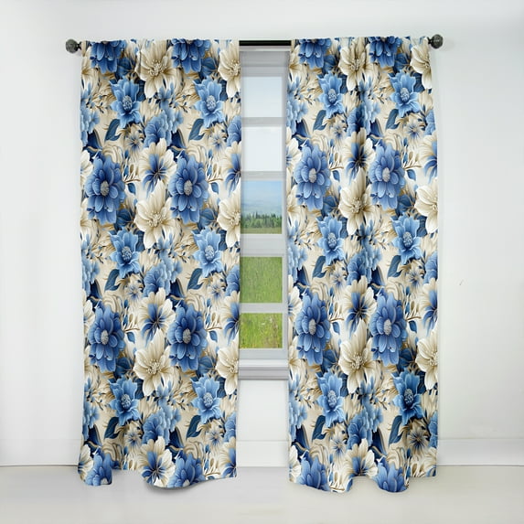 Designart "Harmonious Floral Symphony I" Floral Blackout Curtain Single Panel