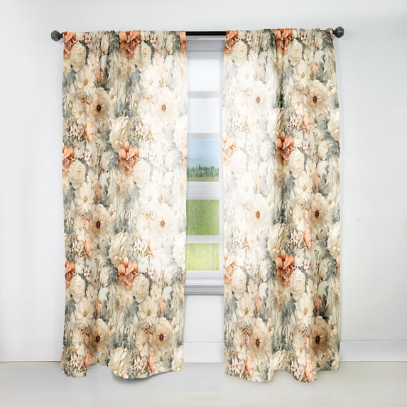 Designart "Harmonious Flower Beauty In Vintage Countryhouse II" Patchwork Curtain Panels