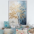 thumbnail image 1 of Designart "Harmonious Gold And Blue Trees" Landscape Trees Floater Framed Wall Decor, 1 of 5