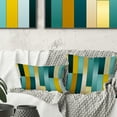 thumbnail image 1 of Designart "Harmonious Green And Yellow Stripes V" Striped Printed Throw Pillow, 1 of 5