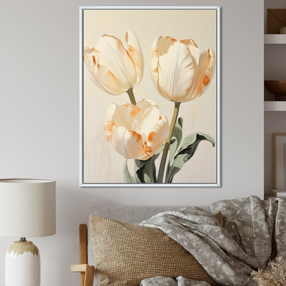Designart "Harmonious II" Tulips Floater Framed Canvas Prints