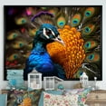 thumbnail image 1 of Designart "Harmonious Majesty Of Colorful Peacocks" Animals Peacock Floater Framed Wall Art Living Room, 1 of 5