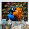 thumbnail image 1 of Designart "Harmonious Majesty Of Colorful Peacocks" Animals Peacock Floater Framed Wall Art Living Room, 1 of 5