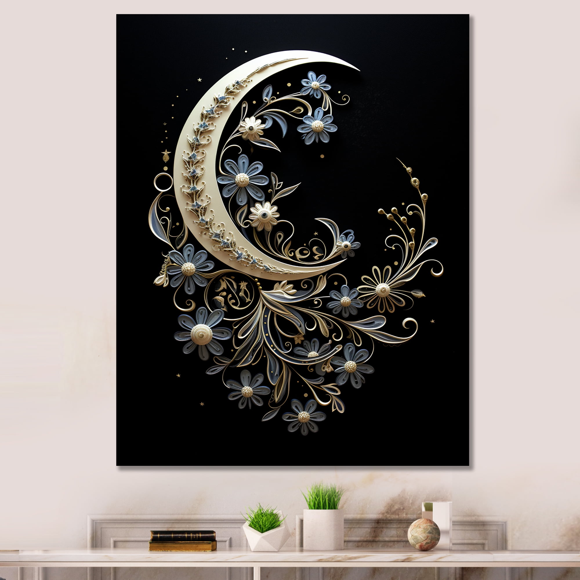 「MOON.」CLARITY ART Whimsical Crescent Moon Face Art Print, Vintage Dreamcore