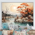 thumbnail image 1 of Designart "Harmonious River In Alcohol Ink" Countryside Floater Framed Canvas Wall Art, 1 of 5