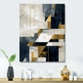 thumbnail image 1 of Designart "Harmonious Shapes Gold Blue Composition" Abstract Shapes Metal Wall Art, 1 of 5