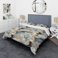 thumbnail image 1 of Designart "Harmonious Teal And Grey Marble Essence" Marble Bedding Covert Set - Glam Bed Set With 2 Shams, 1 of 5