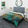 thumbnail image 1 of Designart "Harmonious Teal Balance I" Abstract Bedding Covert Set - Modern Teal Bed Set With 2 Shams, 1 of 1