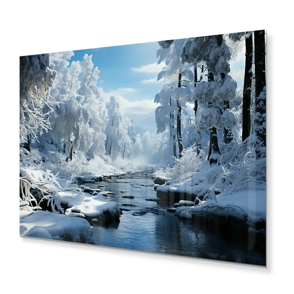 Designart "Harmonious White Palette of Winter I" Landscapes Metal Wall Art Prints