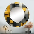 thumbnail image 1 of Designart "Harmonious Yellow and Grey Geometric Blocks I" Geometric Rund Mirror For Wall Decor - Large Yellow Round Print Mirror - Round Modern Mirror - Wall Mounted Round Large Mirror - 29" x 29", 1 of 6