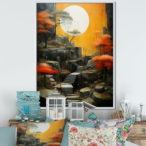 Designart "Harmonious Zen Landscape I" Meditation Floater Framed Wall Decor