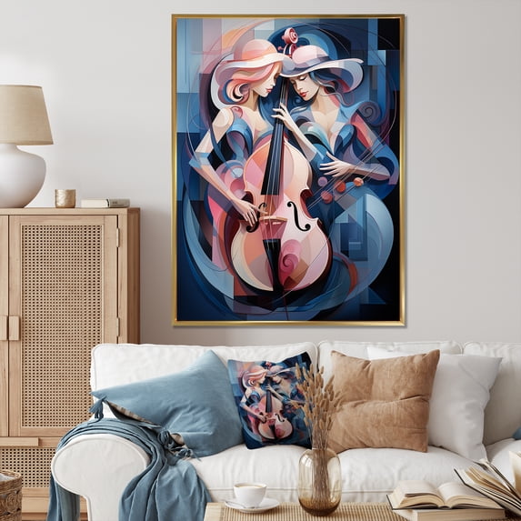 Designart "Harmonizing Harmonious Duet in Music" Portrait Floater Framed Canvas Art Print