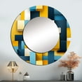 thumbnail image 1 of Designart "Harmony In Yellow And Blue Geometric Blocks" Geometric Rund Mirror For Wall Decor - Large Green Round Printed Mirror -Modern Round Living Room Mirror - 23" x 23", 1 of 7