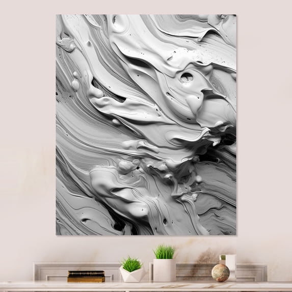 Designart "Harmony in Chaos in Grey and Cream III" Abstract Shapes Metal Wall Art