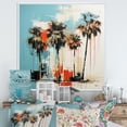 thumbnail image 1 of Designart "Harmony of Blue and Black Florida Palm Trees" Landscapes Framed Wall Art - Blue Florida Entryway Framed Wall Art Print, 1 of 6