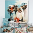 thumbnail image 1 of Designart "Harmony of Blue and Black Florida Palm Trees" Landscapes Wall Art - Modern Blue Florida Living Room Canvas Art, 1 of 6