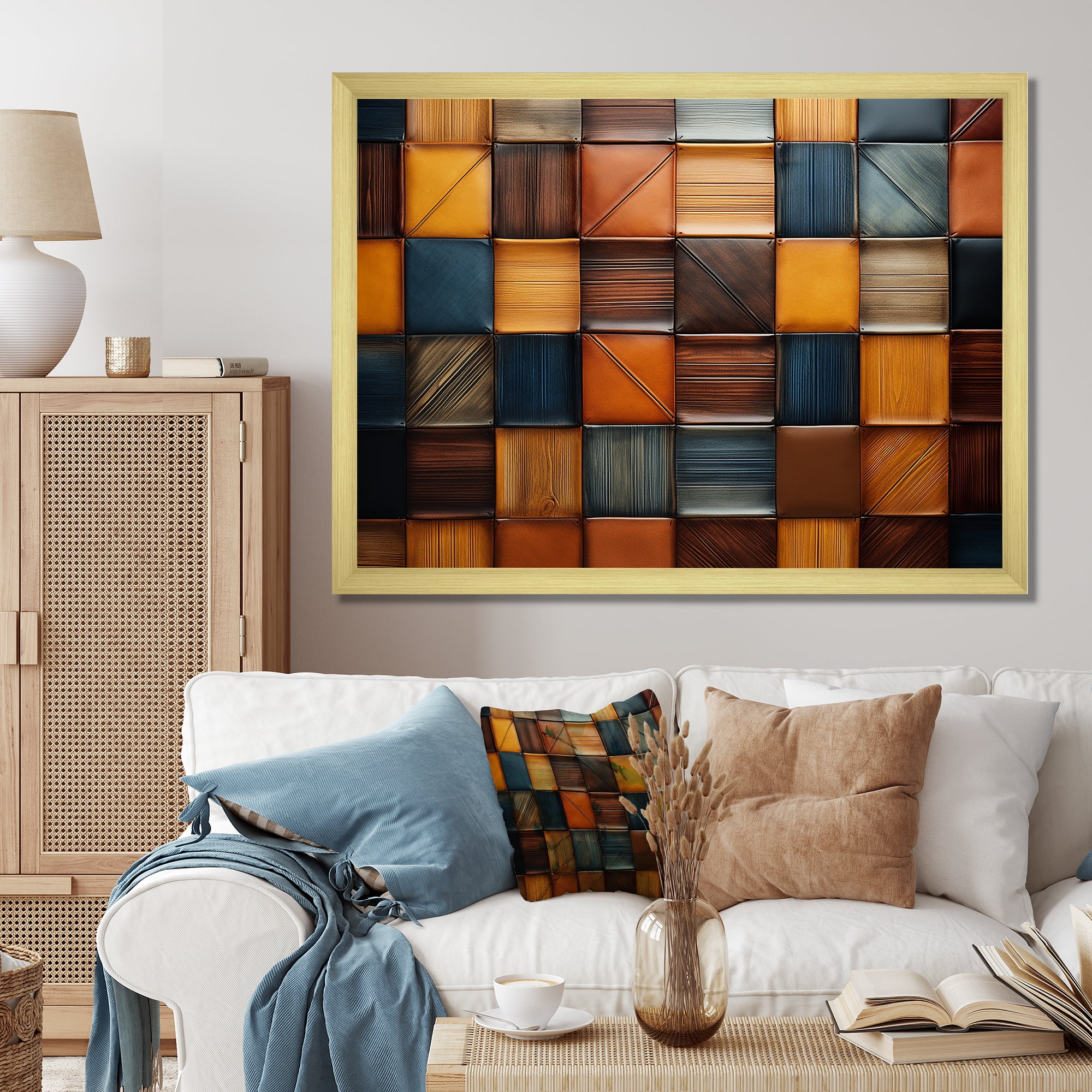 Designart "Harmony of Geometric Brown Abstract Tiles II" Geometric