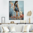 thumbnail image 1 of Designart "Harmony of Woman's Walk in High Heels III" Fashion Canvas Wall Art - Glam Blue Woman Entryway Wall Art, 1 of 6