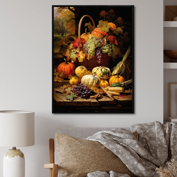 Designart "Harvesting Autumn Flavors II" Farmhouse Floater Framed Canvas Art Print