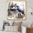 thumbnail image 1 of Designart "Haunted Victorian Courtyard with Raven II" Animals Framed Wall Art - Traditional Blue Raven Hallway Framed Wall Art Decor, 1 of 6