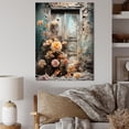thumbnail image 1 of Designart "Haunting Gothic Windows with Floral Motif II" Floral Canvas Wall Art - Traditional Beige Window Entryway Wall Art Print, 1 of 6