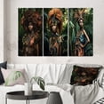 thumbnail image 1 of Designart "Haute Couture Jungle Model in Afropunk Style IV" African American Woman Wall Art Set Of 3 - Woman African American Green Gallery Set For Office Decor, 1 of 1