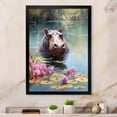 thumbnail image 1 of Designart "Haven for African Hippos II" Animals Framed Wall Art - Modern Grey Hippopotamus Living Room Framed Canvas Art, 1 of 6