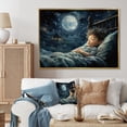 thumbnail image 1 of Designart "Haven of Childhood Memories in Blue I" People Framed Wall Art - Traditional Blue Nursery Entryway Framed Wall Art Print, 1 of 6