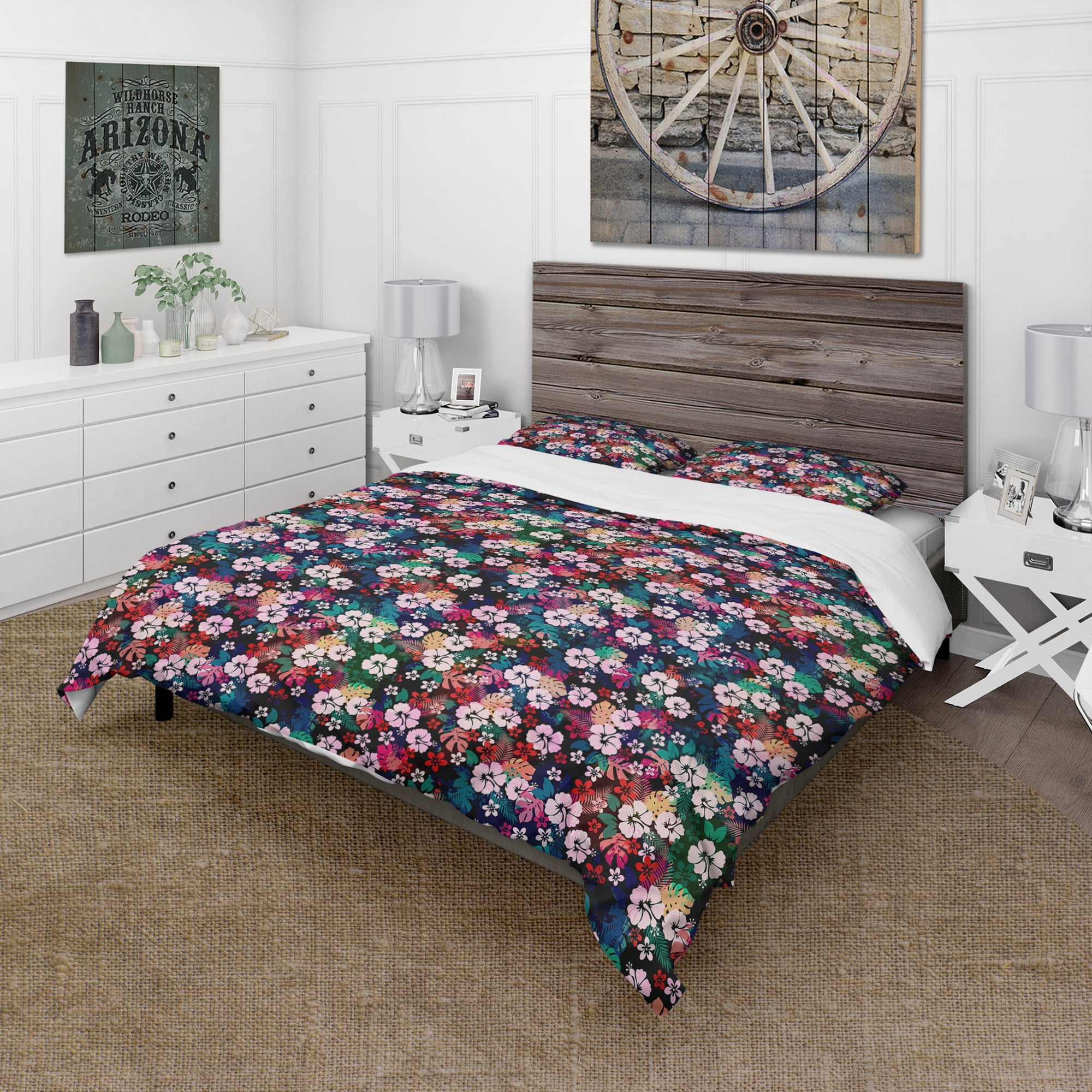 Designart 'Hawaiian Hibiscus Tropical Flower' Floral Duvet Cover Set