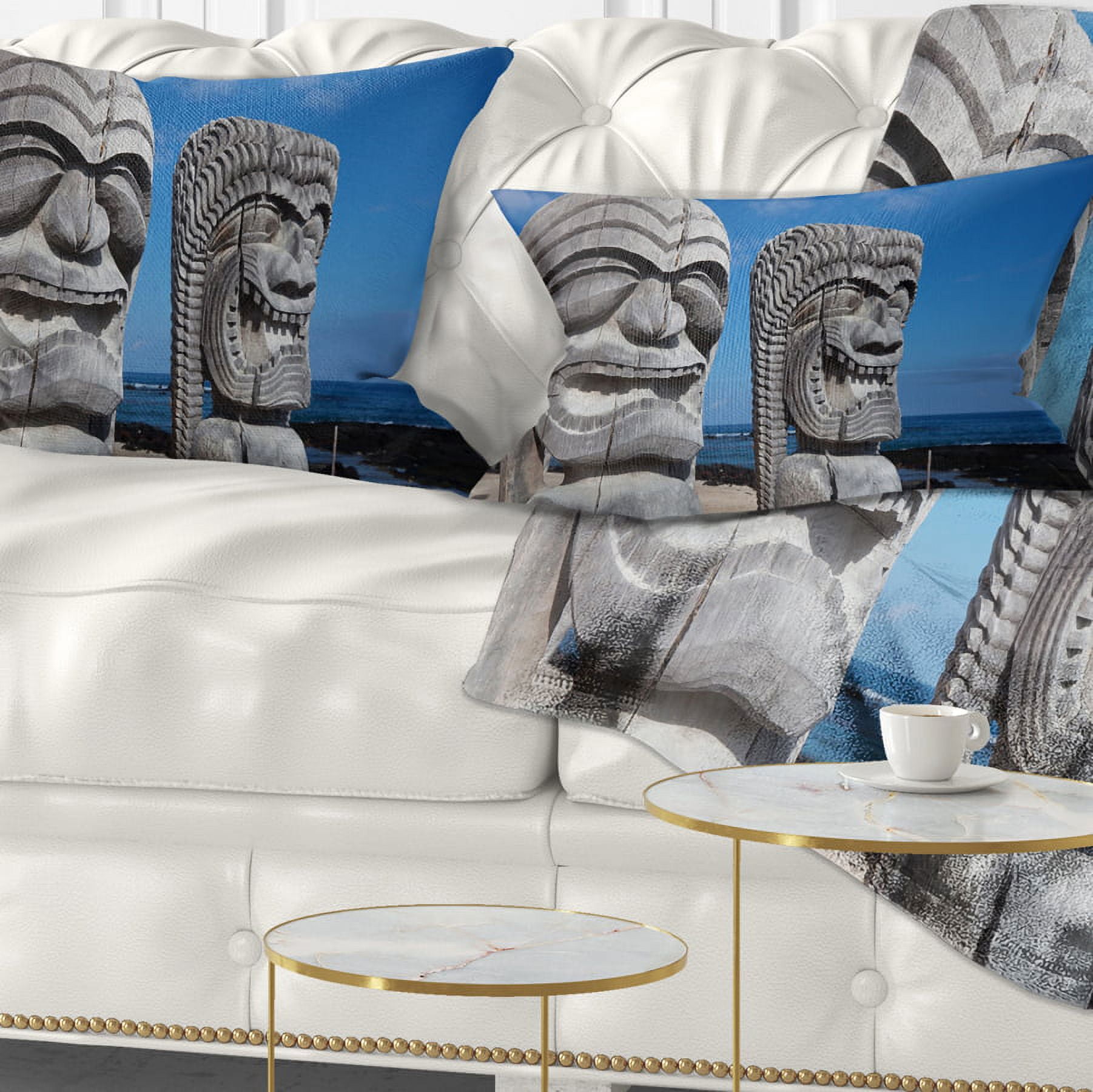 Designart Hawaiian Tiki Gods - Landscape Printed Throw Pillow - 12x20