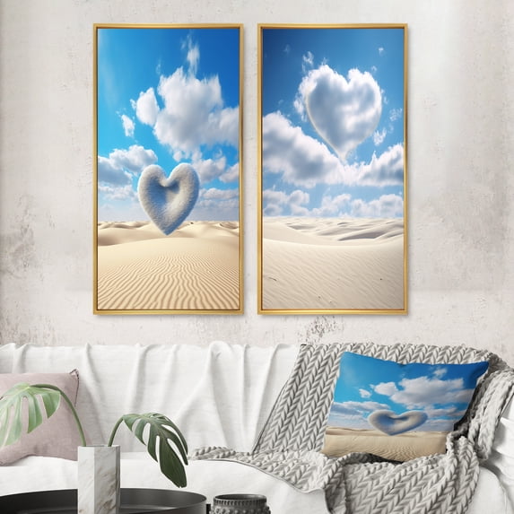 Designart "Heart of the Desert A Remote Beauty IV" Beach Framed Wall Art Set Of 2 - Coastal White Frame Gallery Set For Office Decor