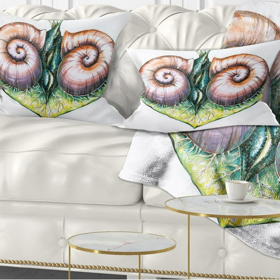Designart Heart with Two Snails in Love - Animal Throw Pillow - 12x20