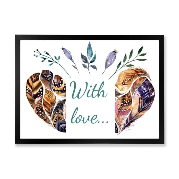 Designart 'Hearted Shaped Feathers With Love' Traditional Framed Art Print