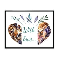 Designart 'Hearted Shaped Feathers With Love' Traditional Framed Canvas Wall Art Print