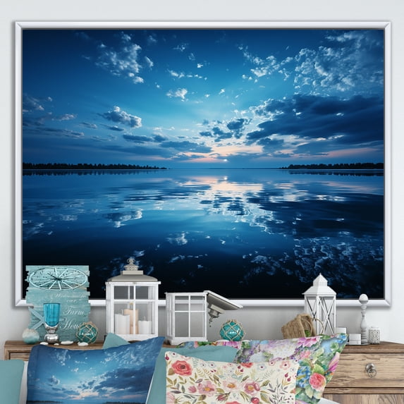 Designart "Heavenly Horizon in Blue Sky Photo" Landscapes Floater Framed Canvas Print