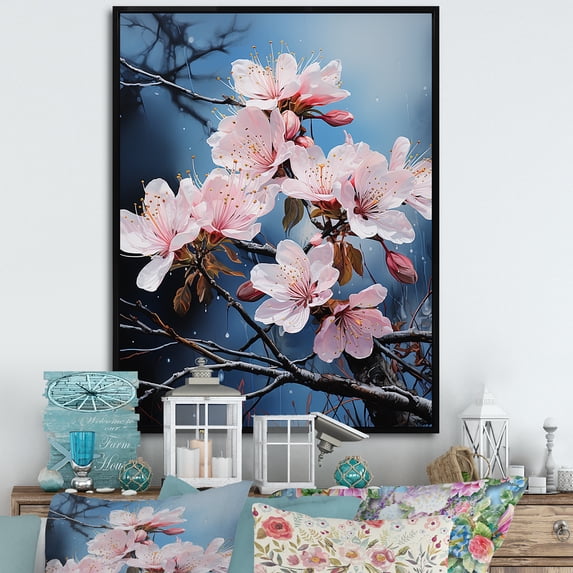 Designart "Heavenly Pink Floral Glow II" Rhododendron Floater Framed Canvas Prints