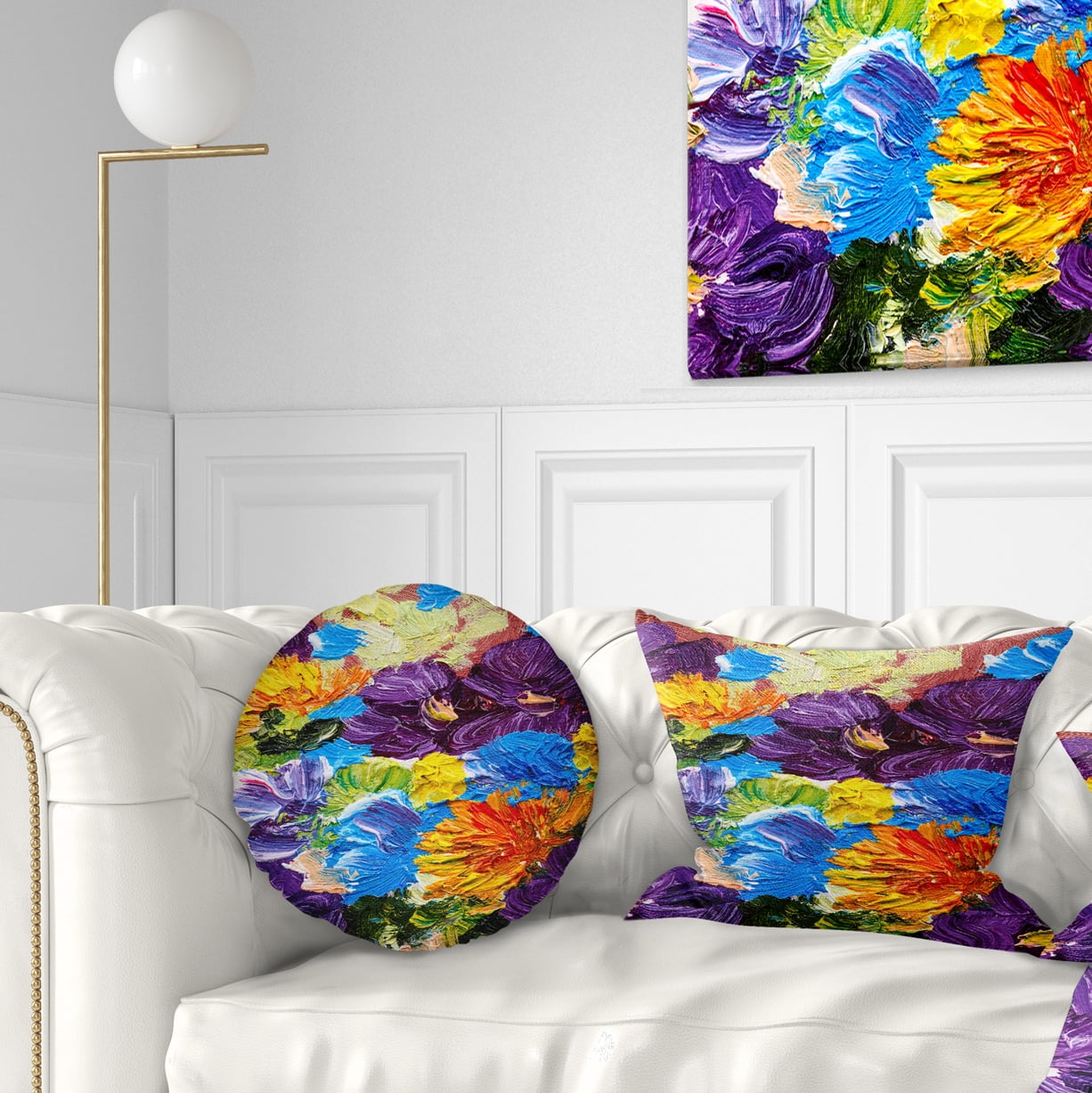 Designart Heavily Textured Abstract Flowers - Abstract Throw Pillow - 12x20