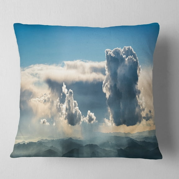 Designart Heavy Clouds in Sky Panoramic View - Landscape Printed Throw Pillow - 16x16