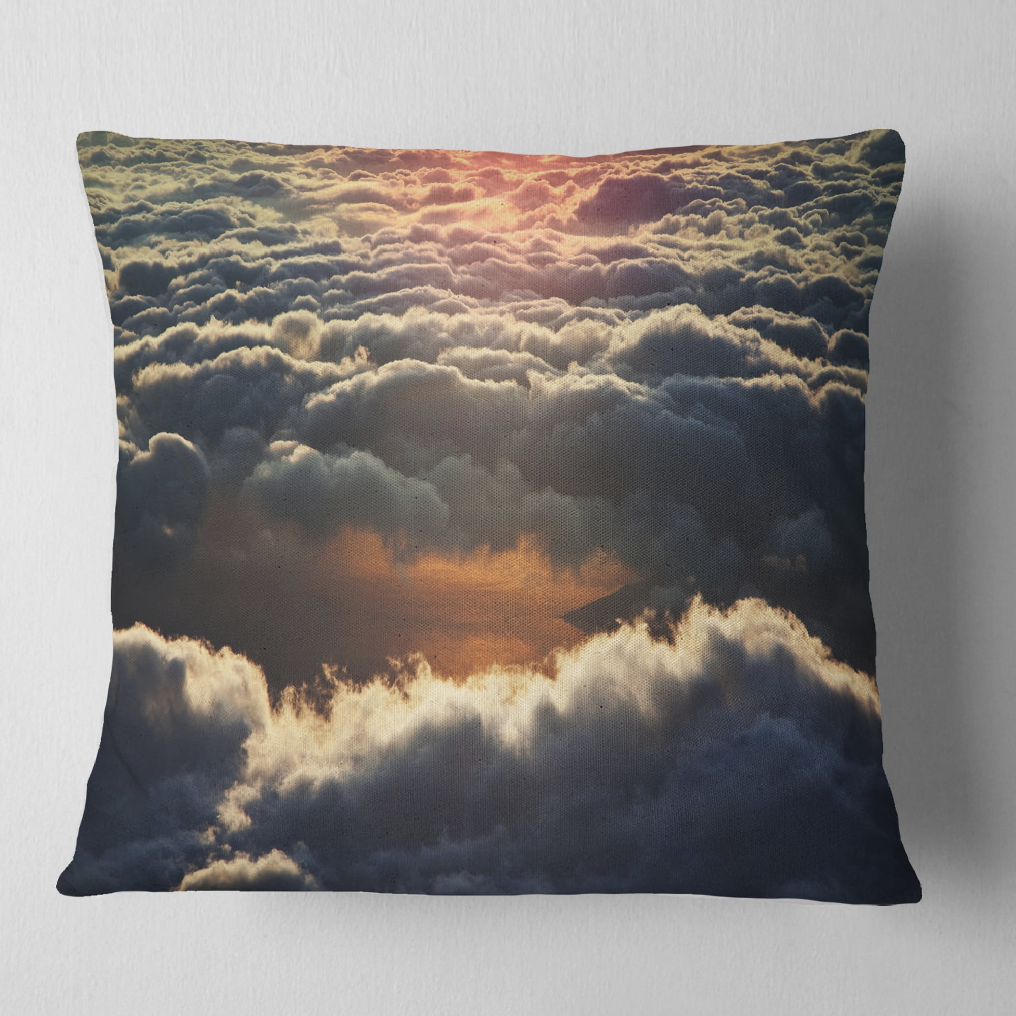 Designart Heavy Dark Clouds At Sunset - Floral Throw Pillow - 18x18