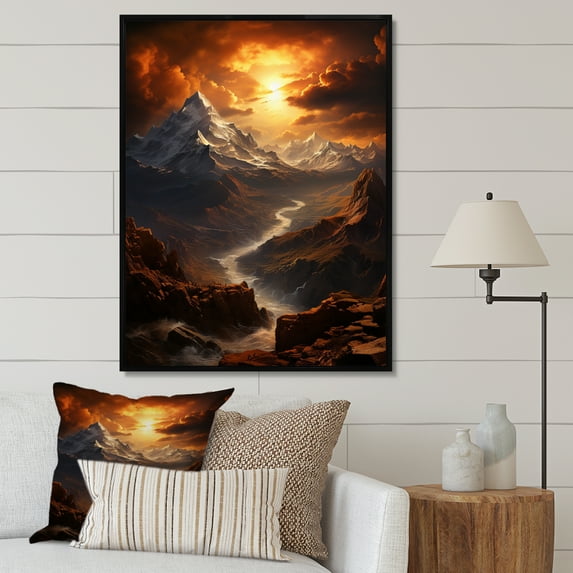 Designart "Hebrew Mount Sinai horizon I" Religion & Spirituality Floater Framed Wall Art Print