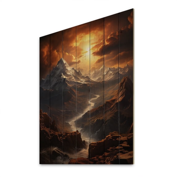 Designart "Hebrew Mount Sinai horizon I" Religion & Spirituality Print on Natural Pine Wood