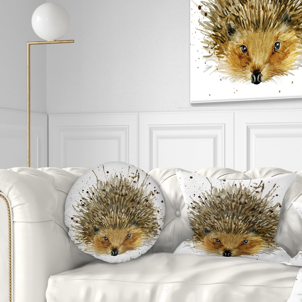 Designart Hedgehog Illustration Watercolor - Contemporary Animal Throw Pillow - 12x20