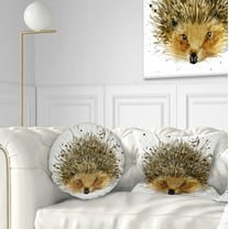 Designart Hedgehog Illustration Watercolor - Contemporary Animal Throw Pillow - 12x20