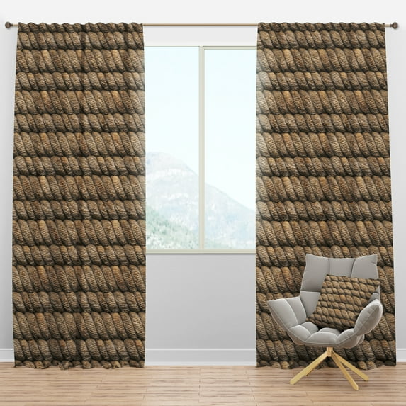 Designart 'Hemp Rope Pattern' Farmhouse Blackout Curtain Panel
